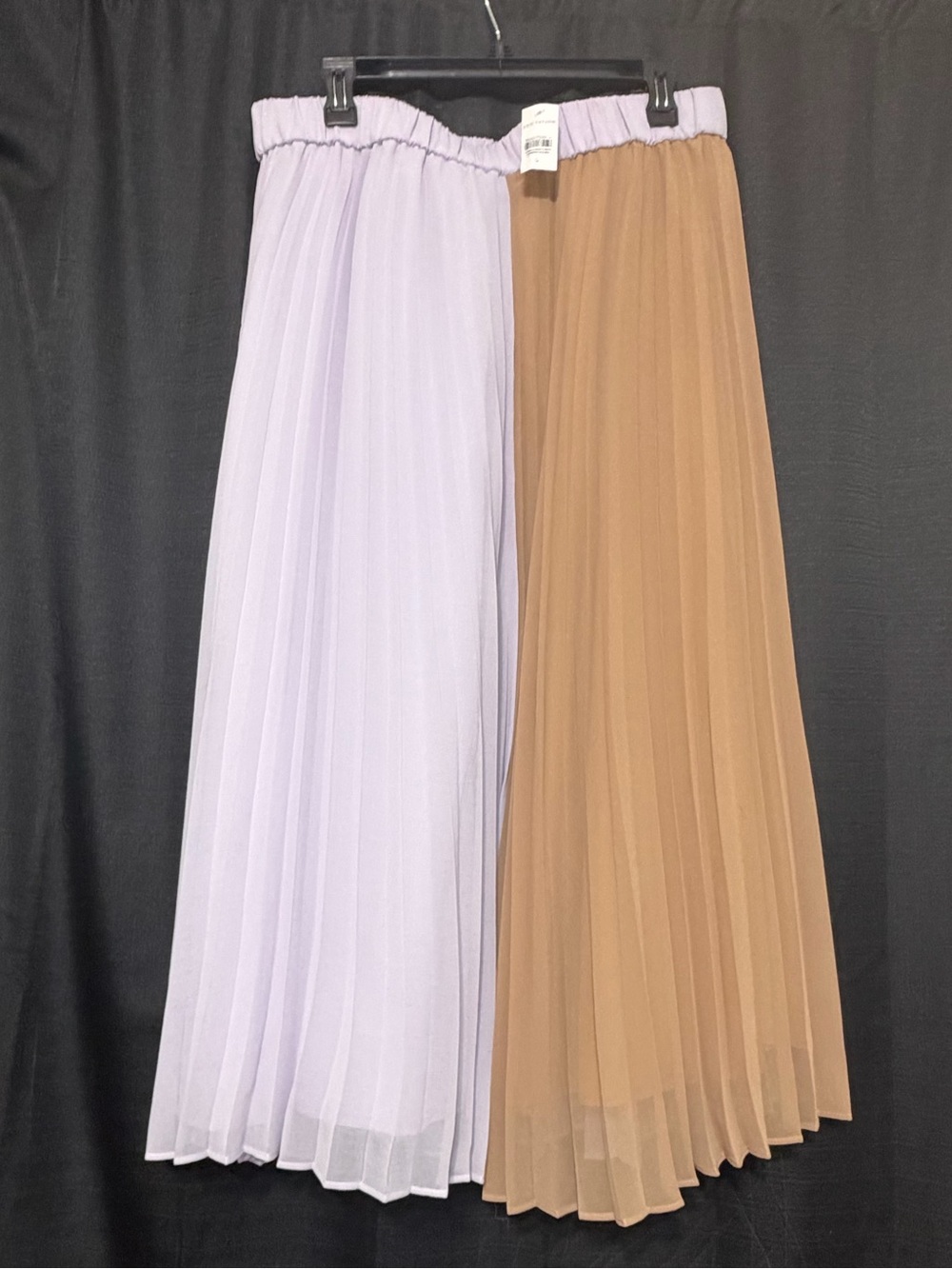 Ann Taylor Pleated Two-Tone Maxi Skirt - Lavender & Camel